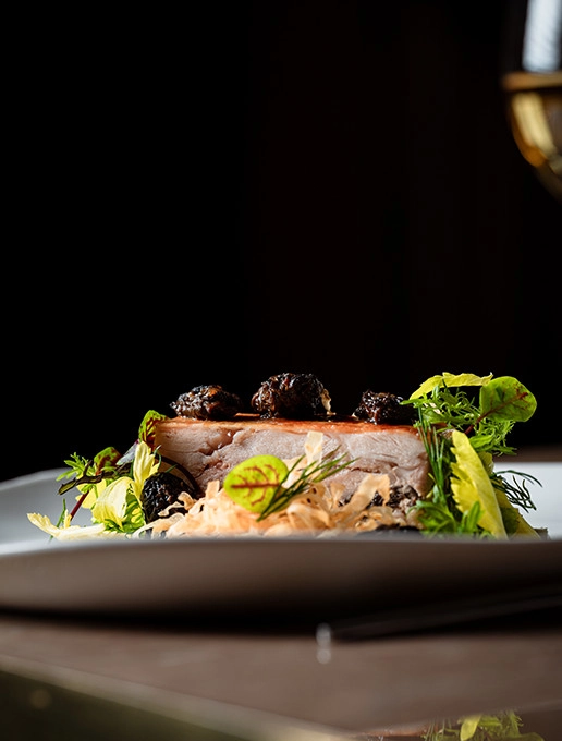 A refined dish served for a bachelor party at the Dans le Noir ? restaurant