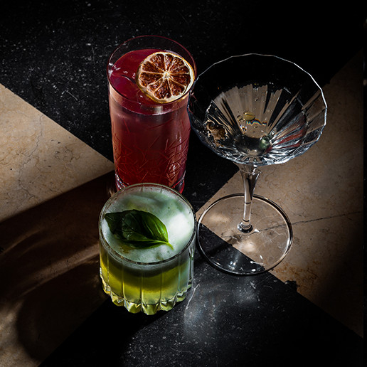 Cocktails served during a bachelor party at the Dans le Noir ? restaurant