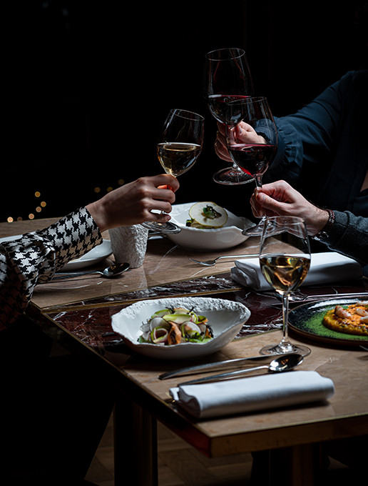 Group celebrating Halloween at Dans le Noir ? restaurant